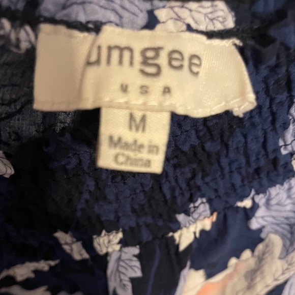 Umgee Blue Floral Rayon‎ Wide Leg Pull On Pants Medium Boho Coquette Cottage - Picture 3 of 5